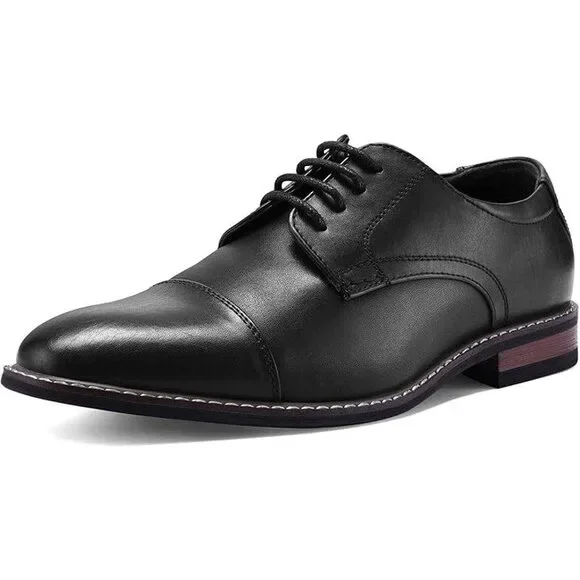 Meridos Mens Size 8.5 Black Faux Leather Lace Up Oxford Formal Wingtip Shoes