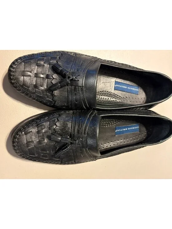 Giorgio Brutini Black Leather Tassel Loafers Size 12D