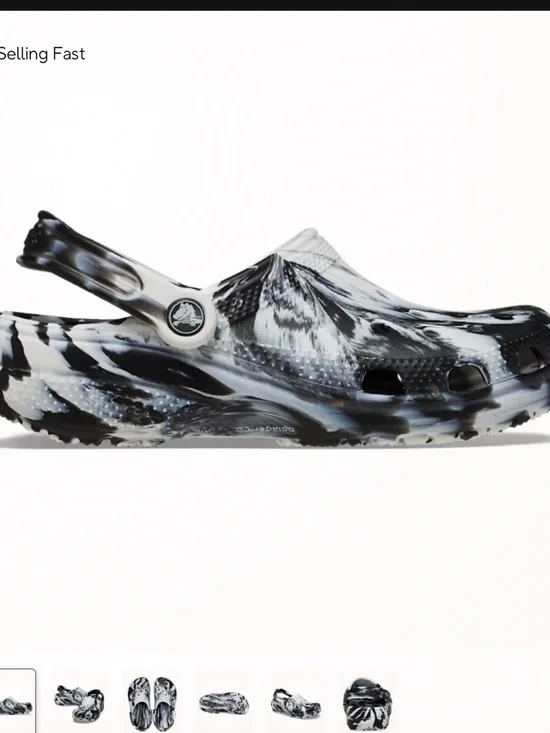 CROCS White & Black Marble Classic Clog