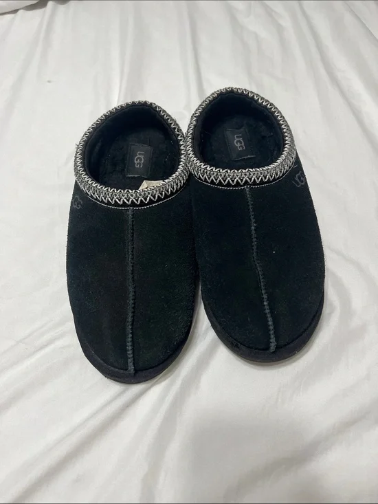 UGG Men's Black Suede Slip-On Clog with Contrasting Trim