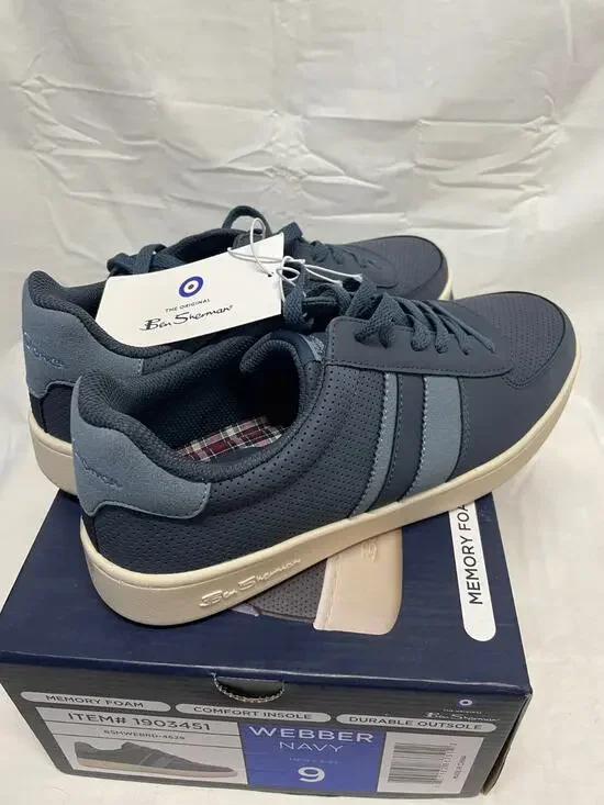 Ben Sherman Men's Webber Navy Sneakers Size 9 Memory Foam New In Box
