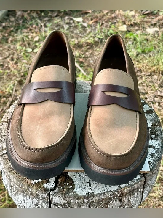 Men's Two-Tone Brown Penny Loafers