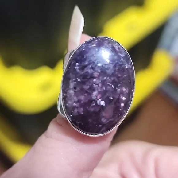 Jay King Sterling Silver Chunky Purple Lepidolite Ring Sz 7.5 Boho Cowgirl