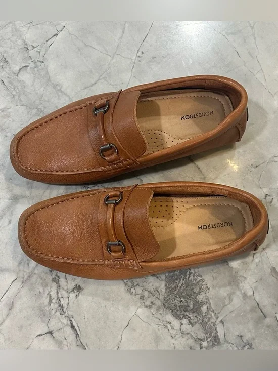 Nordstrom Brown Leather Corbin Bit-Detail Driving Loafers