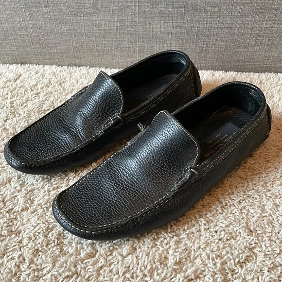 To Boot Black Pebbled Leather Slip-On Loafers