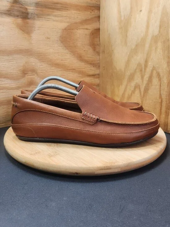 Olukai Kulana Mens Brown Leather Moc Slip On Loafer Shoes Size 10