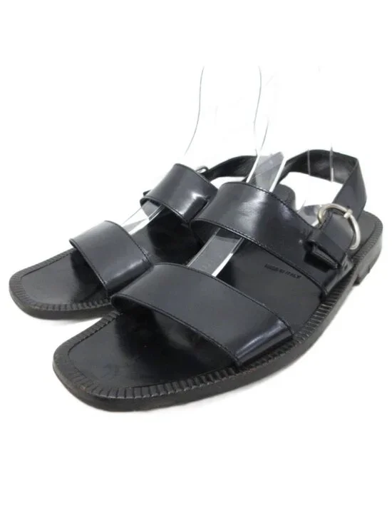Prada Sandals Double Strap Leather 9 Black