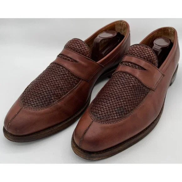 Allen Edmonds Leyland Chili Brown Leather Penny Loafer Dress Shoes Men's 10D