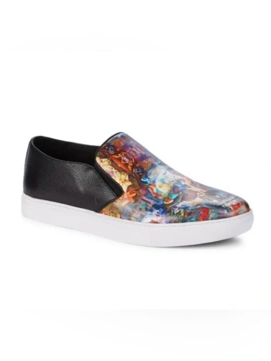 Robert Graham Happy Arts Skull Leather Slip On Sneakers 9.5 Artistic Grunge