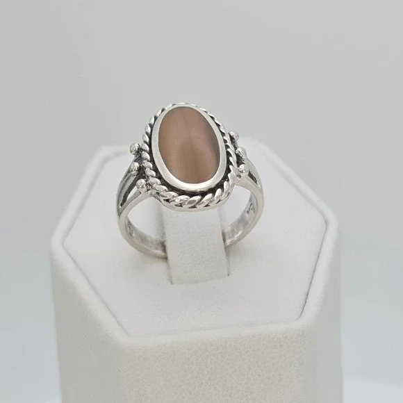 Vtg Signed MARSALA Ring 925 Sterling Silver Brown Cabochon Size 6 FREE $HIPPING!