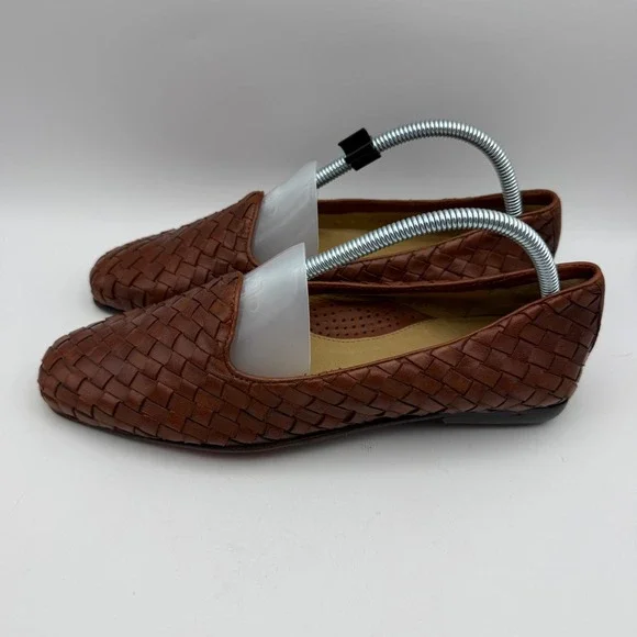 Robert Zur Woven Leather Loafers Mens Size 9 Brown Intrecciato Slip On Shoes