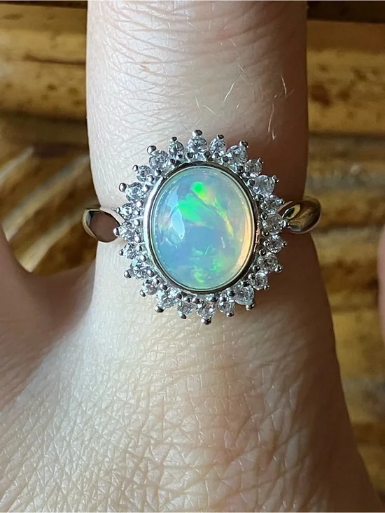Natural Ethiopian Opal Sterling Silver Ring Size 8