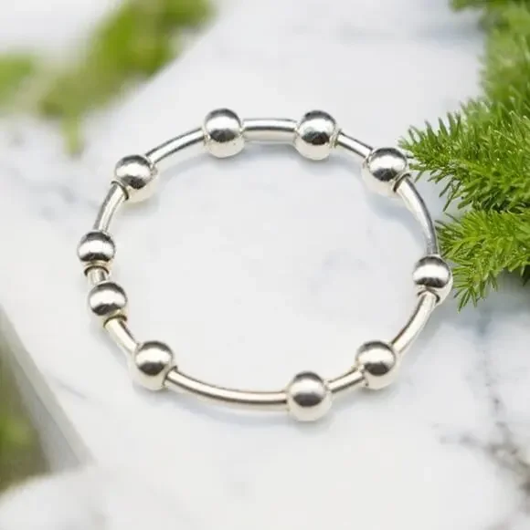 NEW sterling silver anxiety fidget spinning ring jewelry size 7 B21