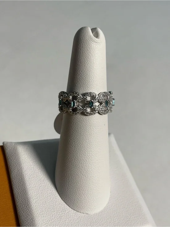 Bomb Party Sterling Club Ring Sz 6 The Portofino Band  .925/Paraiba Tourmaline