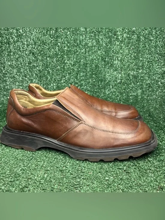 VINTAGE‎ Skechers Chunky Loafers Men's 9.5 Brown Leather Slip On Grunge ITALY