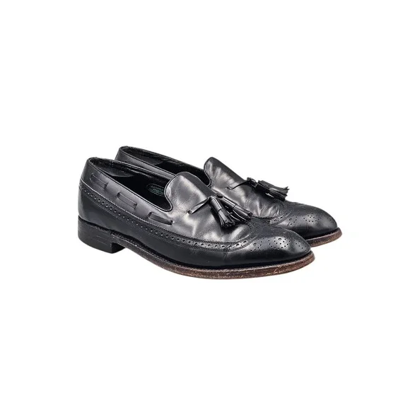 Florsheim Imperial Men's‎ Size 10 C VTG Black V Wing Tassell Loafers Dress Shoes