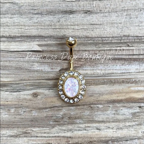 Gold Opal Elegance Belly‎ Button Ring