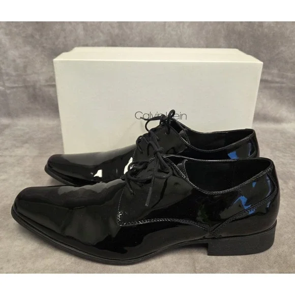 Calvin Klein Men's Size 13D Black Patent Leather Dress Shoes Brodie LA New