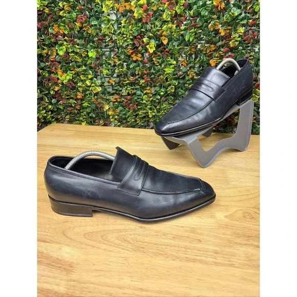 Hadleighs Square Toe Loafer Leather Slip On Dress Shoes Blue Bottom Black 43‎ 10
