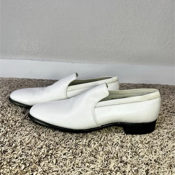 Vtg Ross Sutherland Bostonian White Leather Loafers Shoes Men's Size 10.5