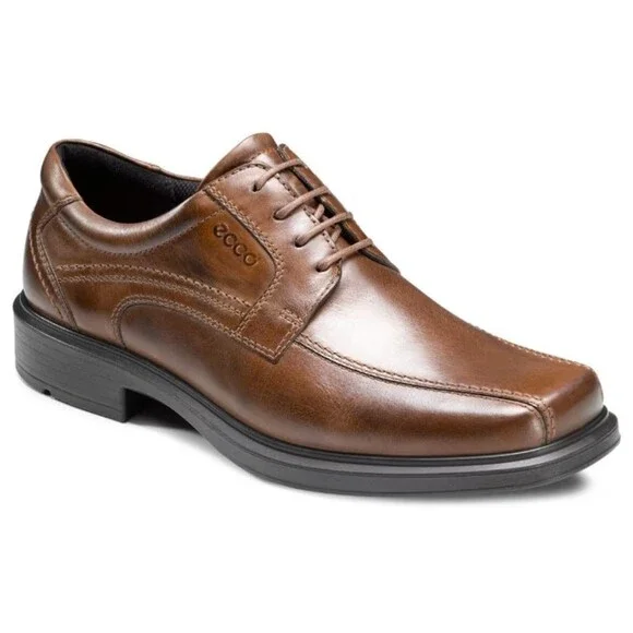 ECCO Men Brown Leather Derby Square Toe Lace Up Dress Shoes Comfort Size 40 US 6