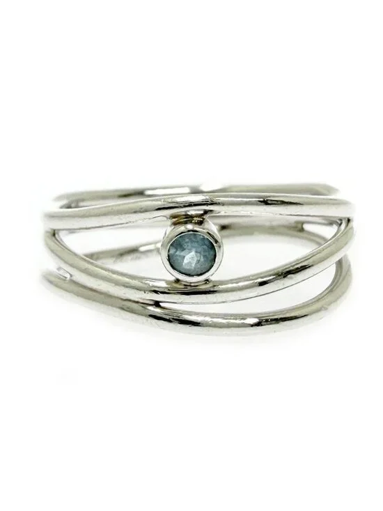 Tiffany & Co Silver Aquamarine Wave Row Ring