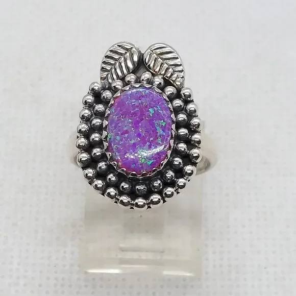 Ring opal 925 Sterling‎ silver  size 7.25