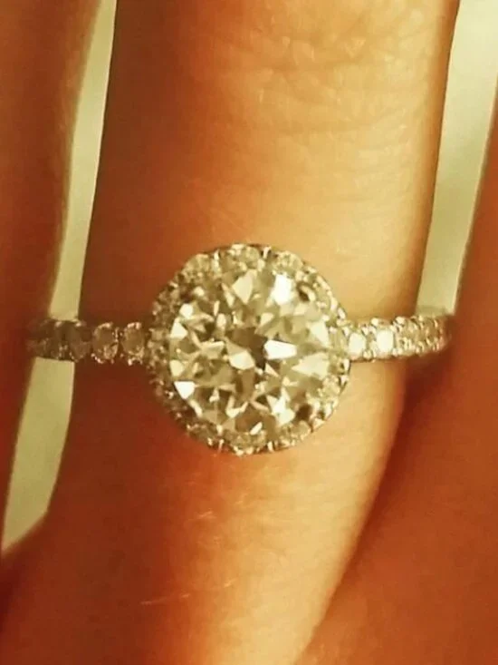14K White Gold Round Halo 1.4 CTW Diamond Engagement Ring