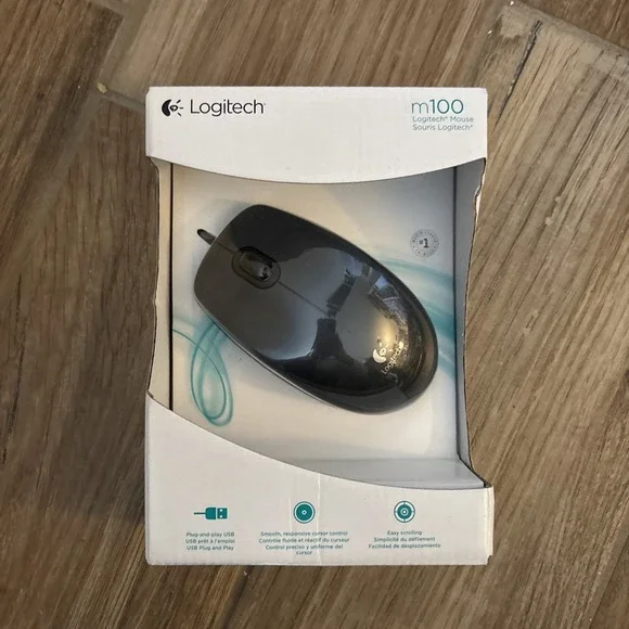 Logitech -‎ M100 USB Wired Optical Ambidextrous Mouse - NEW