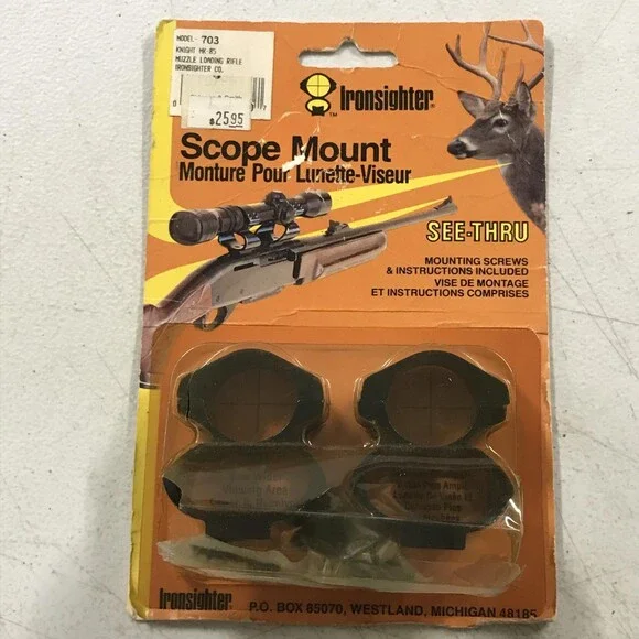 Ironsighter See-Thru Scope Mount Set Knight MK-85 Rifle 703 Black Muzzleloader