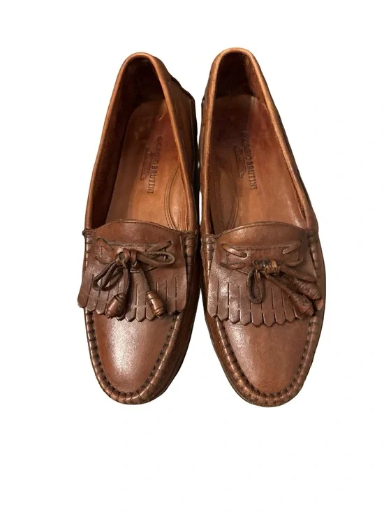 Giorgio Brutini VTG Cognac Brown Preppy Dark Academia Leather Tassel Loafers 8.5