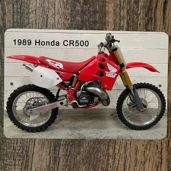 1989‎ Honda CR500 Dirt Bike Motocross Motorcycle 8x12 Metal Wall Garage Sign