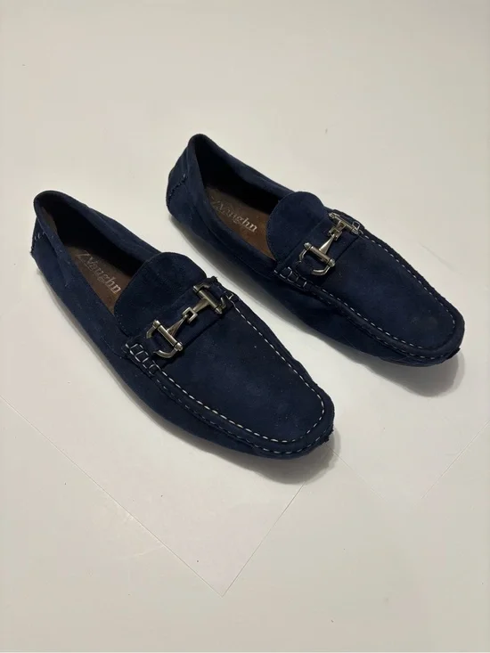 Z. Vaughn Men’s Size 10 Navy Blue Suede Horsebit Driving Loafers Slip On Moccasi