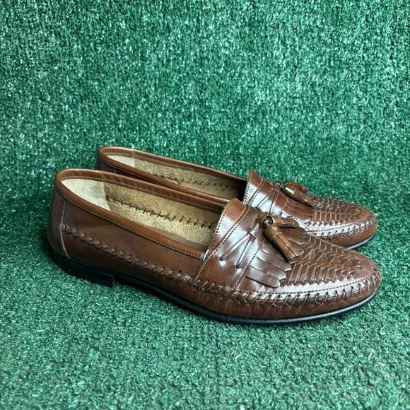 Giorgio Brutini Le Glove Woven Tassel Kiltie Loafers Classic Brown Mens Size 9 D