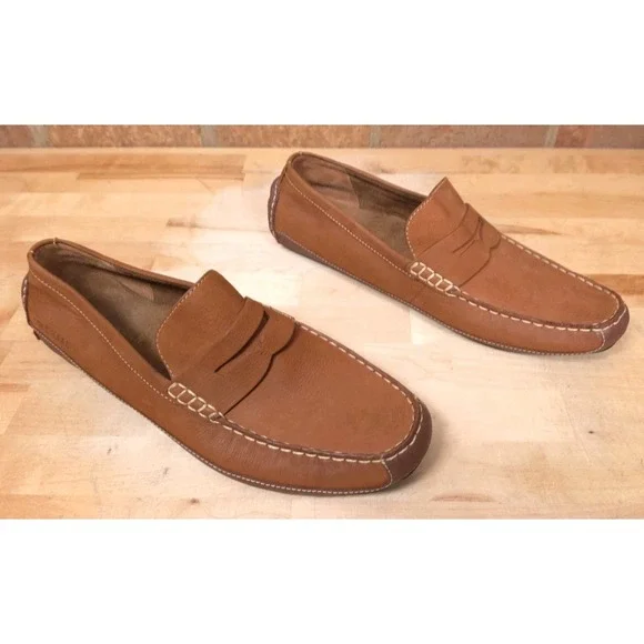 Cole Haan Men's Wyatt Brown Suede Penny Loafers Driving Shoes Size 9.5