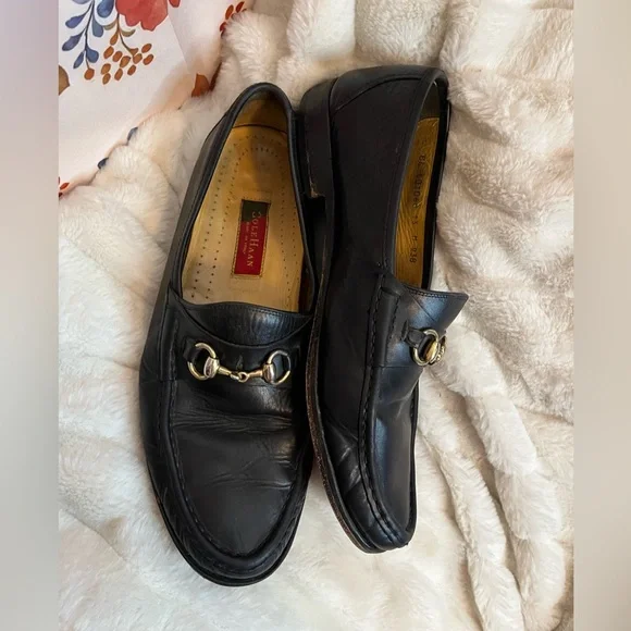 Cole Haan Mens 13M Black Gold Chain Accent Slip On City C01062 Work Loafers