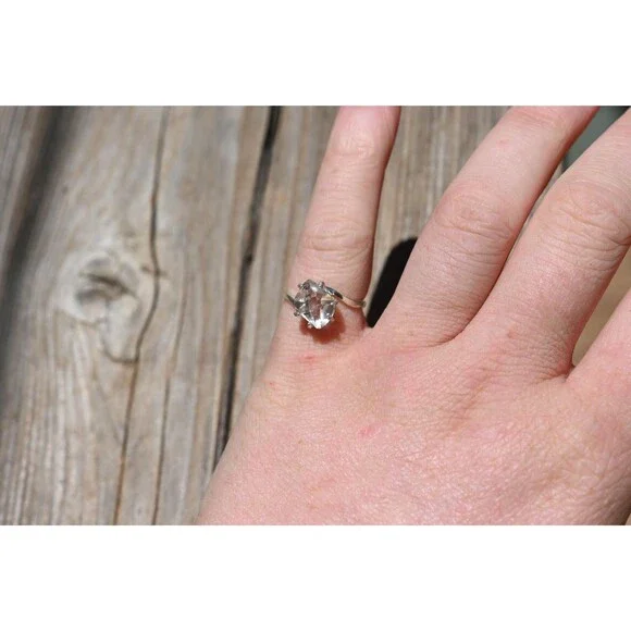 Herkimer Diamond Ring Rustic dainty unique alternative simple boho minimalist na