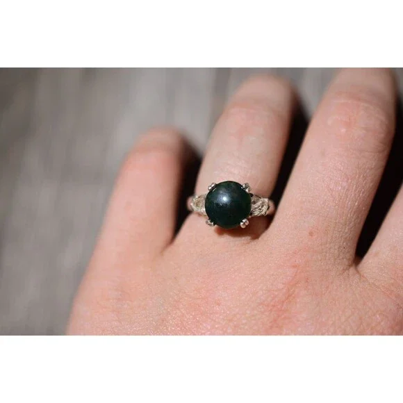 Moss agate ring size 7 anniversary  gift for woman
