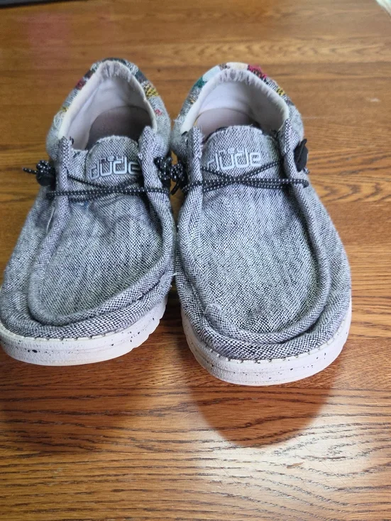 Hey Dude Kids Light Grey Slip-On Sneakers with Patterned Collar