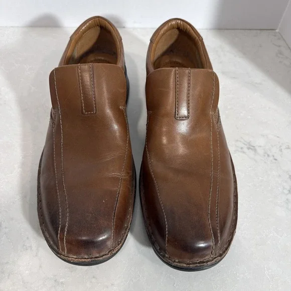 Clark's Ultimate Comfort Brown Leather Loafers Made In India Men's Shoes Size 11