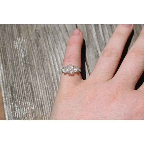 Engagement ring Raw Lake County Diamond Ring Filigree Sterling Silver Band Rough