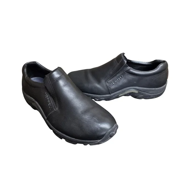 Merrell Shoes Mens Size 13 Black Leather Slip On Casual Comfort Slip Resistant