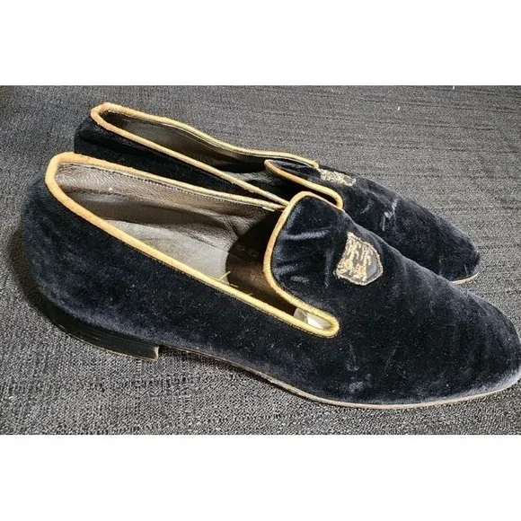 Vintage BALLY‎ Siesta Bespoke Black Slip-on Alpha Sole Men Size 9 Velvet 80s 90s