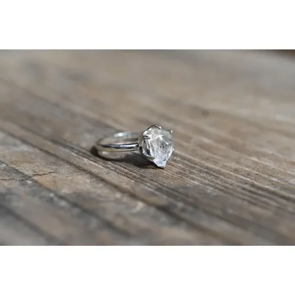 Pear shaped Lake county diamond engagement ring sterling silver 925 size 4