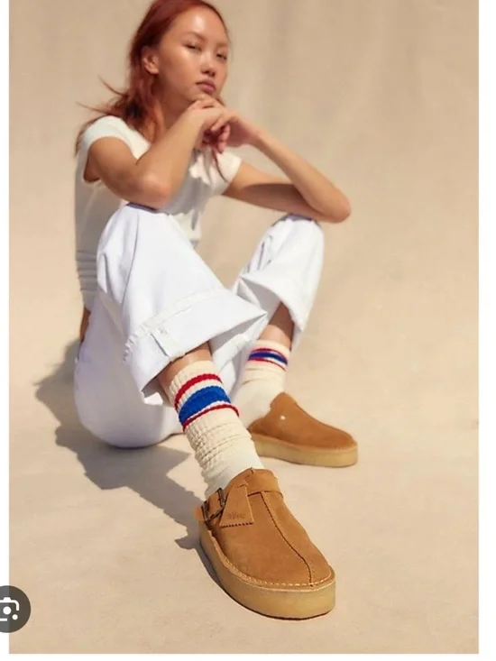 Clarks Suede Trek Wedge Mules