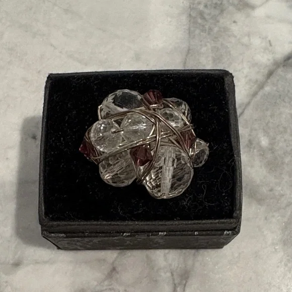 Elegant Silver and Crystal Ring Handmade