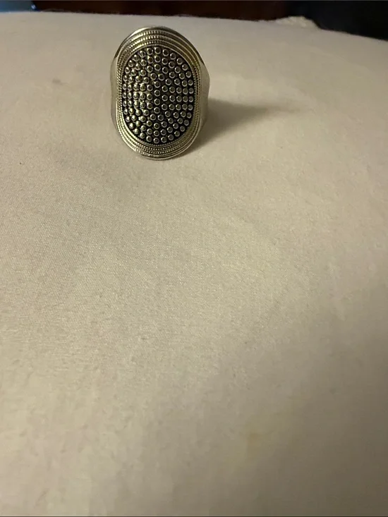 Textured Oval Silver Cocktail Ring