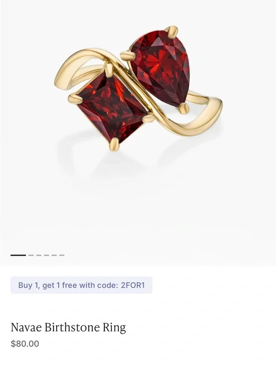 Red Birthstone Ring - Gold Tone