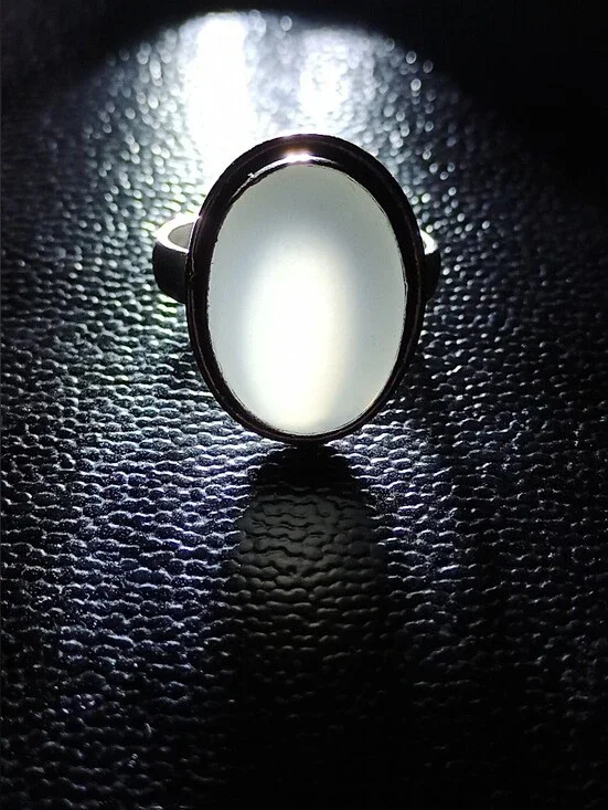 Natural White Moonstone Silver Ring Size  8