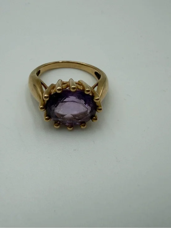 Vintage 14k Yellow Gold Amethyst Ring Sz 7/8